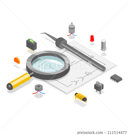 3D Isometric Flat Vector Illustration of Repair Of Electronic Equipment. Item 1 111514877