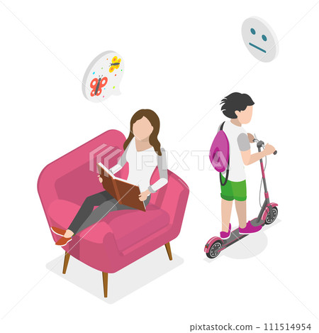 3D Isometric Flat Vector Illustration of Parenting Styles. Item 1 111514954