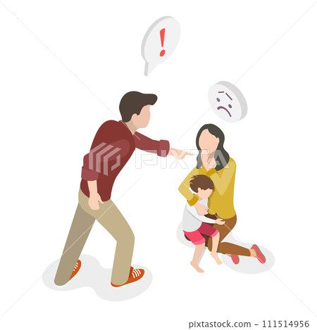 3D Isometric Flat Vector Illustration of Domestic Violence. Item 5 111514956