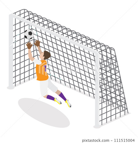 3D Isometric Flat Vector Set of Goalkeepers. Item 3 111515004