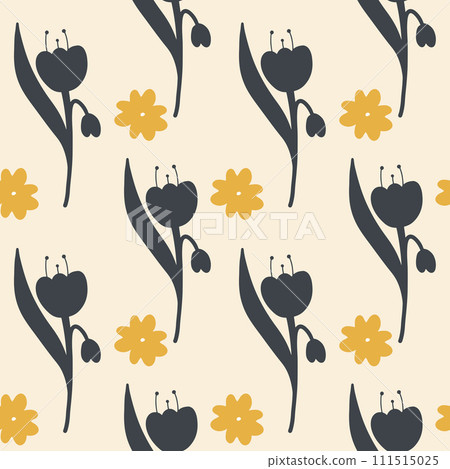 Floral pattern in boho style, minimalism. Pattern with wildflowers Floral pattern in boho style, minimalism. Pattern with wildflowers 111515025