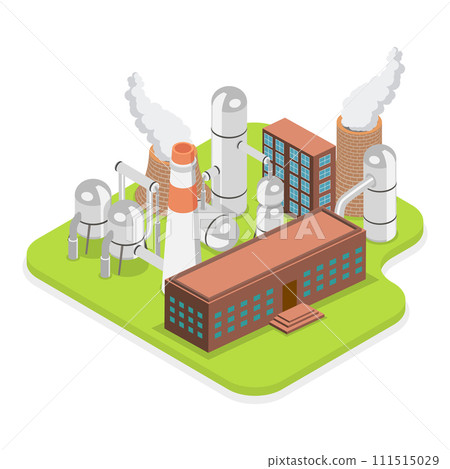 3D Isometric Flat Vector Set of Industrial Manufacturing Facilities. Item 2 111515029