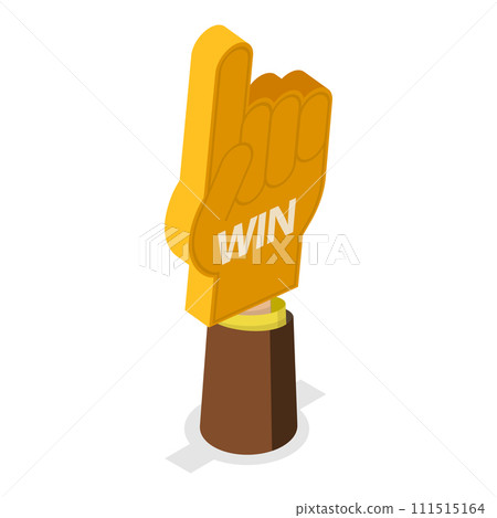 3D Isometric Flat Vector Set of Colorful Foam Hands. Item 3 3D Isometric Flat Vector Set of Colorful Foam Hands. Item 3 111515164