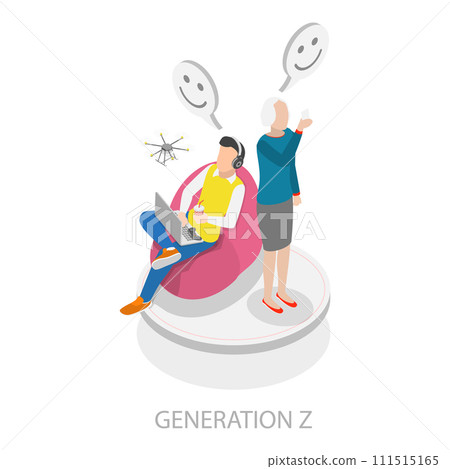3D Isometric Flat Vector Illustration of Social Generations. Item 2 3D Isometric Flat Vector Illustration of Social Generations. Item 2 111515165