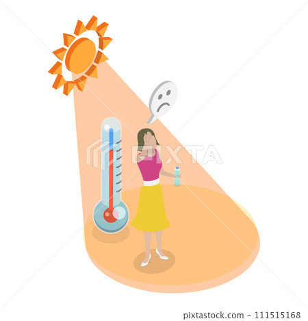 3D Isometric Flat Vector Illustration of Heatstroke. Item 2 3D Isometric Flat Vector Illustration of Heatstroke. Item 2 111515168