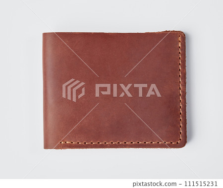 Personalized brown leather billfold wallet with embossing on white Personalized brown leather billfold wallet with embossing on white 111515231