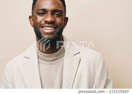 man american young posing african background american african guy portrait smiling beige black 111515947