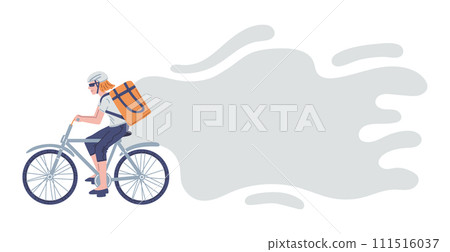 Courier on a bicycle, fast delivery, vector illustration isolated on white 111516037