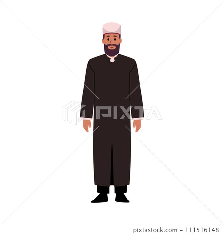 Islamic priest or Muslim imam character, flat vector illustration isolated. Islamic priest or Muslim imam character, flat vector illustration isolated. 111516148