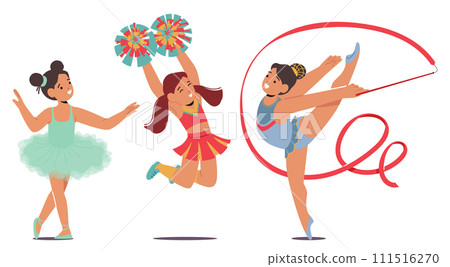 Ballet Girls Exude Grace In Precise Movements, Cheerleaders Radiate Energy With Synchronized Cheers, And Gymnasts 111516270