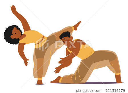 Joyous Little Boy And Girl Characters Twirl Gracefully, Mirroring The Enchanting Rhythm Of An Arab Dance, Vector Joyous Little Boy And Girl Characters Twirl Gracefully, Mirroring The Enchanting Rhythm Of An Arab Dance, Vector 111516279