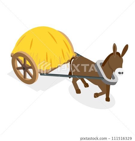 3D Isometric Flat Vector Set of Draft Animals. Item 3 111516329