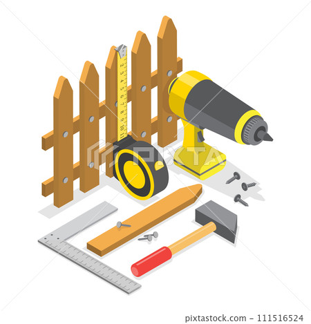 3D Isometric Flat Vector Illustration of Carpentry. Item 3 111516524