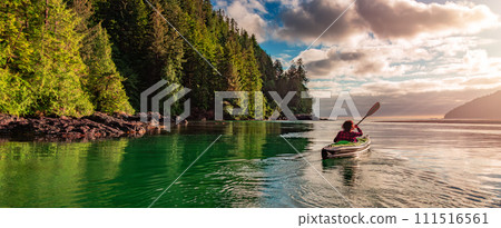 Kayaking in Canadian Nature Landscape on the West Coast of Pacific Ocean. 111516561