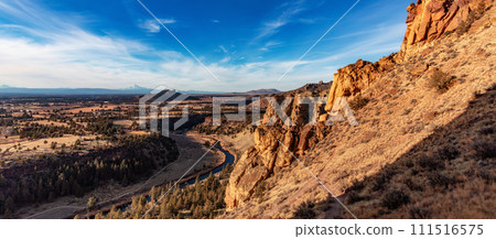 American Landscape during a vibrant winter day. Colorful Sky. Smith Rock American Landscape during a vibrant winter day. Colorful Sky. Smith Rock 111516575
