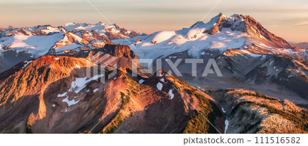 Canadian Mountain Landscape, Sunset. Aerial Panorama Background. Canadian Mountain Landscape, Sunset. Aerial Panorama Background. 111516582