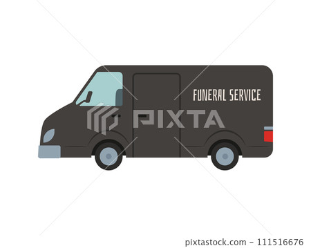 Black hearse van, funeral car, first call vehicle, funeral transport, burial transportation service flat vector isolated 111516676