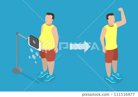 3D Isometric Flat Vector Illustration of Cryolipolysis 111516977