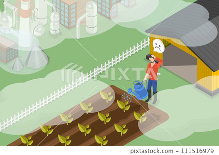 3D Isometric Flat Vector Illustration of Agriculture Issues due to Climate Change 3D Isometric Flat Vector Illustration of Agriculture Issues due to Climate Change 111516979