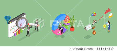 3D Isometric Flat Vector Illustration of Performance Data Visualization 111517142