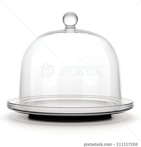 Sleek Glass Cloche with Metallic Tray Isolated. Generative ai Sleek Glass Cloche with Metallic Tray Isolated. Generative ai 111517208