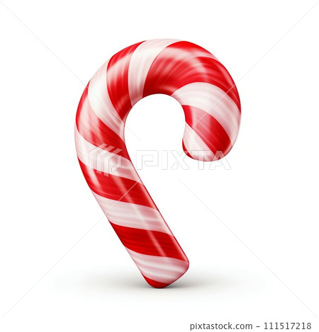 Classic Red and White Striped Candy Cane Isolated on White Background. Generative ai 111517218
