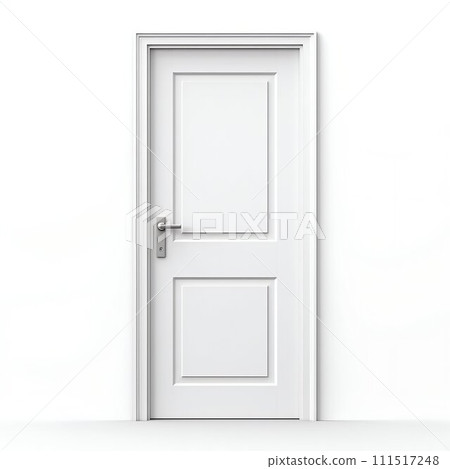 Simplicity in Design: White Door Isolated on White Background. Generative ai 111517248