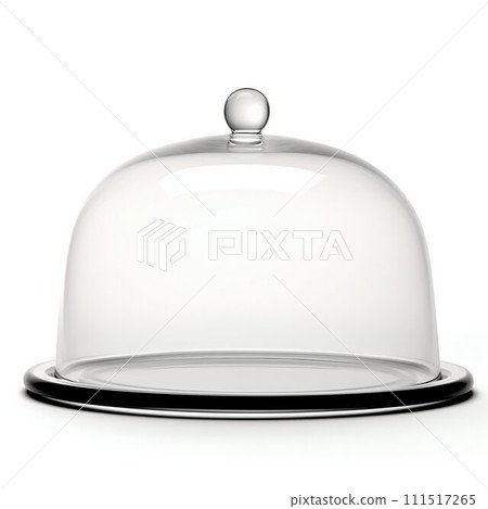 Sleek Glass Cloche with Metallic Tray Isolated. Generative ai 111517265
