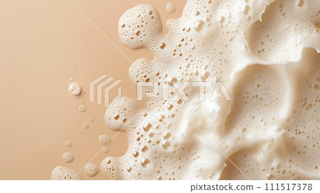Beige Shampoo Foam Texture with Bubbles. Generative ai 111517378