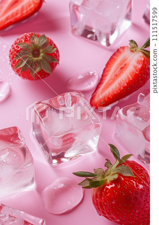 Strawberries in ice cubes Strawberries in ice cubes 111517599