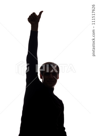 Man's hand shows symbol ok - silhouette 111517626