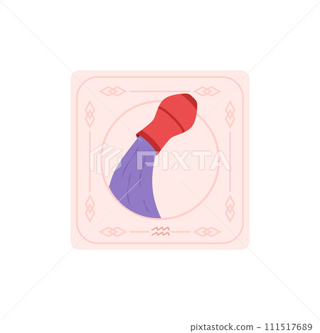 Horoscope vector square card with Aquarius zodiac symbol and sign, astrological zodiac symbol as a water pours from jug 111517689