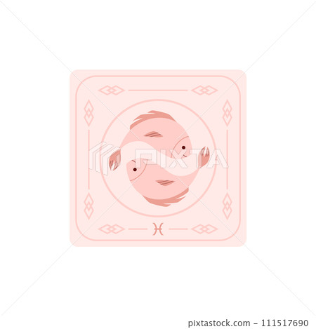 Squared card with Pisces zodiac sign flat style, vector illustration Squared card with Pisces zodiac sign flat style, vector illustration 111517690