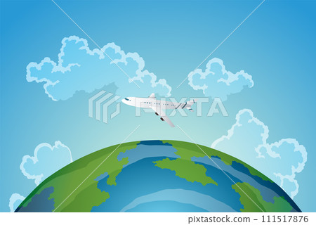 Travel famous monument. Journey concept of world countries. Time to travel around the world on plane. Vector illustration 111517876