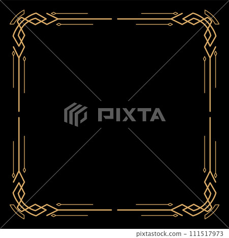 Art deco frame. Artwork graphic pattern. Creative template of wedding invitation background. Vintage retro style banner or label design. Vector design object 111517973