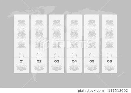 Vector timeline infographic process, 6 white steps Vector timeline infographic process, 6 white steps 111518602