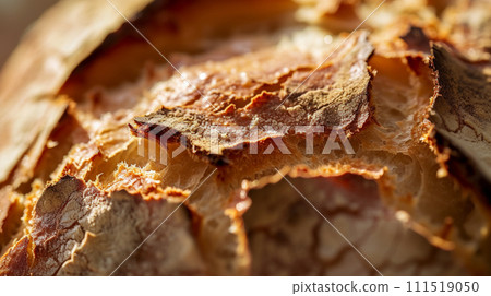 Crispy Crust: Macro Bread Texture. Generative AI 111519050