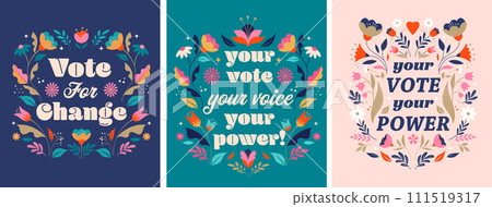 Modern Floral Election campaign concept design. Vote, election social media and print design with Modern Floral Election campaign concept design. Vote, election social media and print design with 111519317