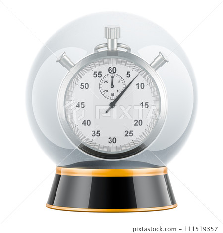 Crystal ball with stopwatch inside, 3D rendering Crystal ball with stopwatch inside, 3D rendering 111519357