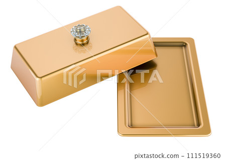 Rectangular Butter Dish, copper or golden. 3D rendering Rectangular Butter Dish, copper or golden. 3D rendering 111519360