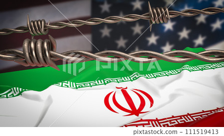 The Iran and Usa flag  fro Background concept 3d rendering. The Iran and Usa flag  fro Background concept 3d rendering. 111519413