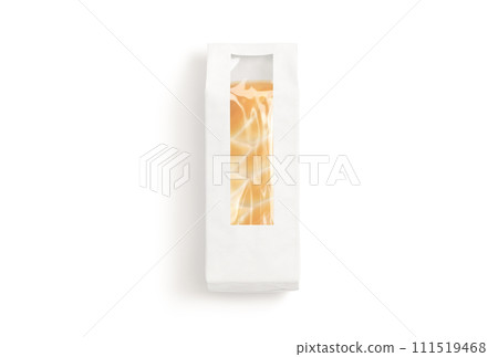 Blank white paper pack with window for bread mockup, isolated Blank white paper pack with window for bread mockup, isolated 111519468