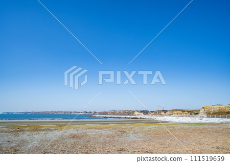 "Chiba Prefecture" View of Byobugaura from Choshi Marina Beach 111519659