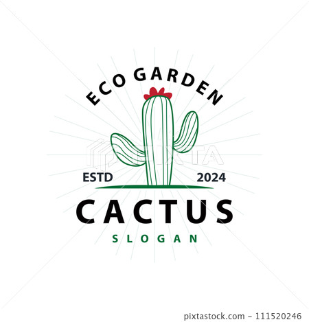 Cactus logo vector desert green plant design elegant style symbol Icon Illustration 111520246