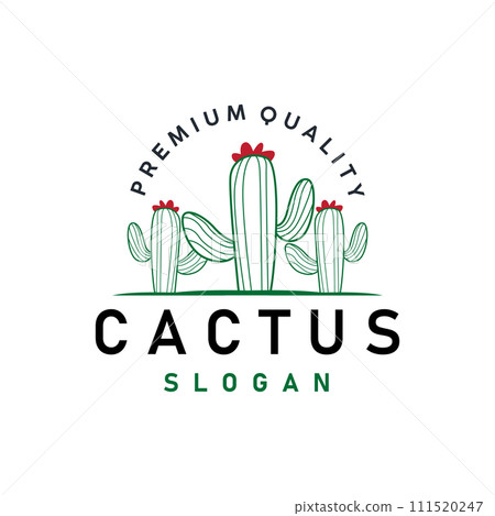 Cactus logo vector desert green plant design elegant style symbol Icon Illustration 111520247