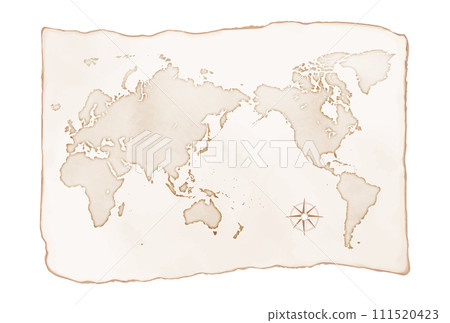 舊地圖風格的世界地圖插圖 111520423