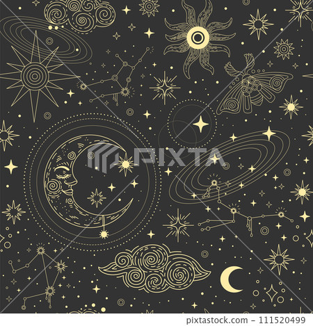 Star constellation moon and sun seamless pattern 111520499