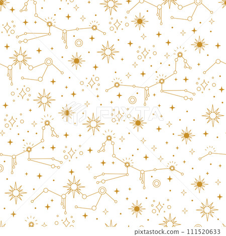 Golden star constellations seamless pattern Golden star constellations seamless pattern 111520633