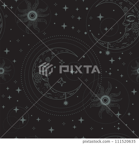 Star constellation clouds and sun seamless pattern Star constellation clouds and sun seamless pattern 111520635