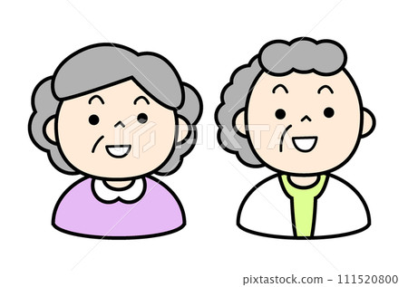 Simple person illustration senior sister senior friend Simple person illustration senior sister senior friend 111520800